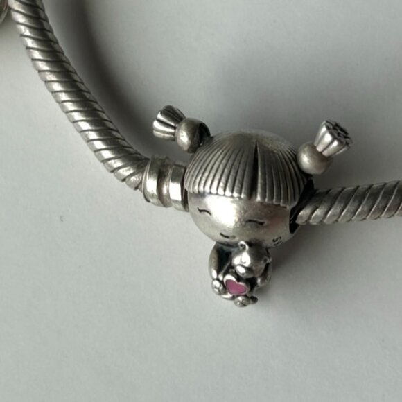 Authentic Pandora Sterling Silver Bracelet with 6 Pandora Sterling Silver Charms - Picture 5 of 16